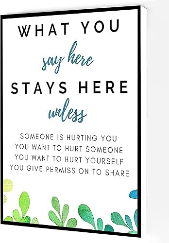 Lo que usted dice aquí se queda aquí lienzo arte de la pared, arte de la salud mental Oster, consejería decoración de la oficina pintura moderna