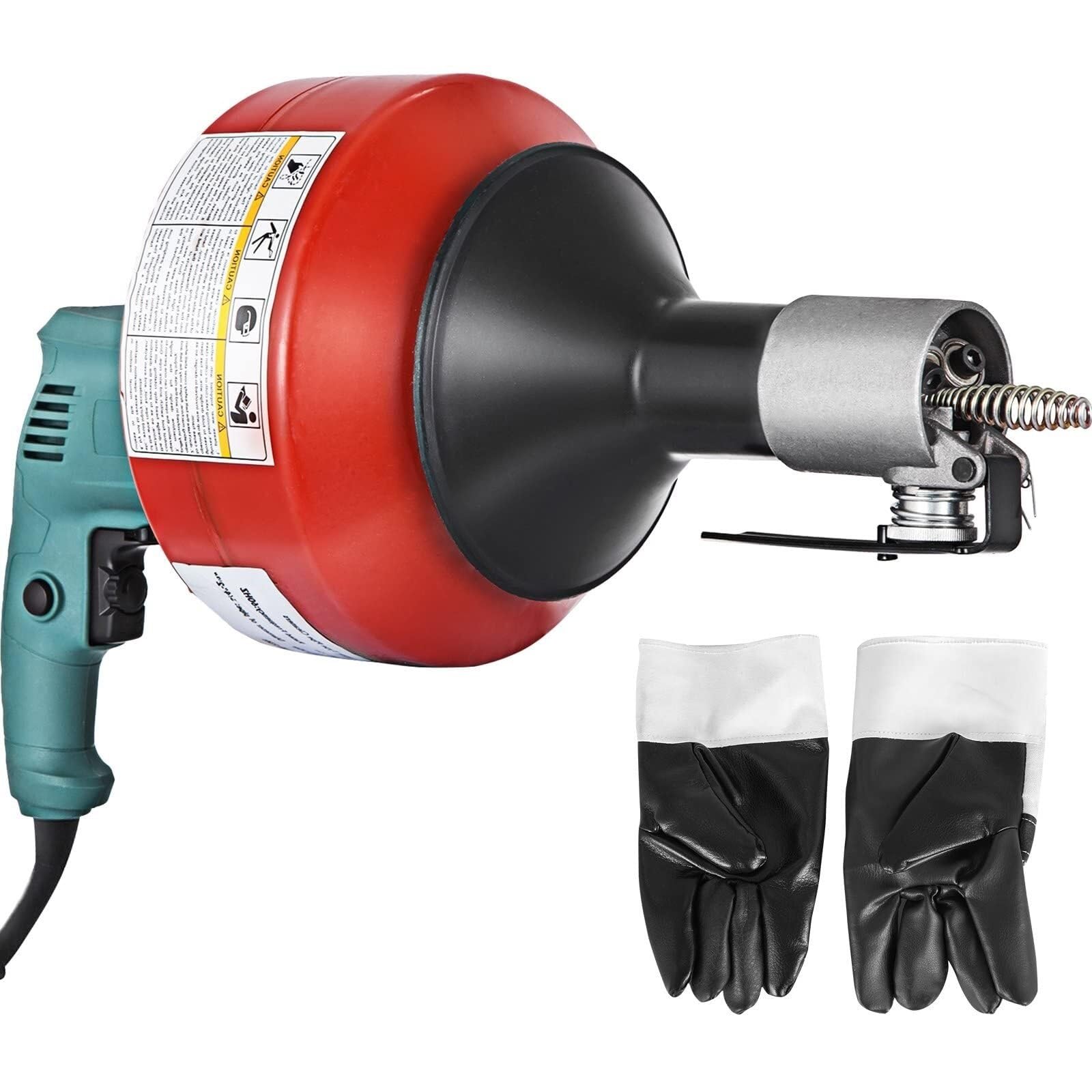 Déboucheur électrique Portable pour canalisations, câble de 7,9 m x 6,35 mm, débouche Les canalisations des éviers, baignoires, Toilettes et Cuisines, 700 W, Rouge
