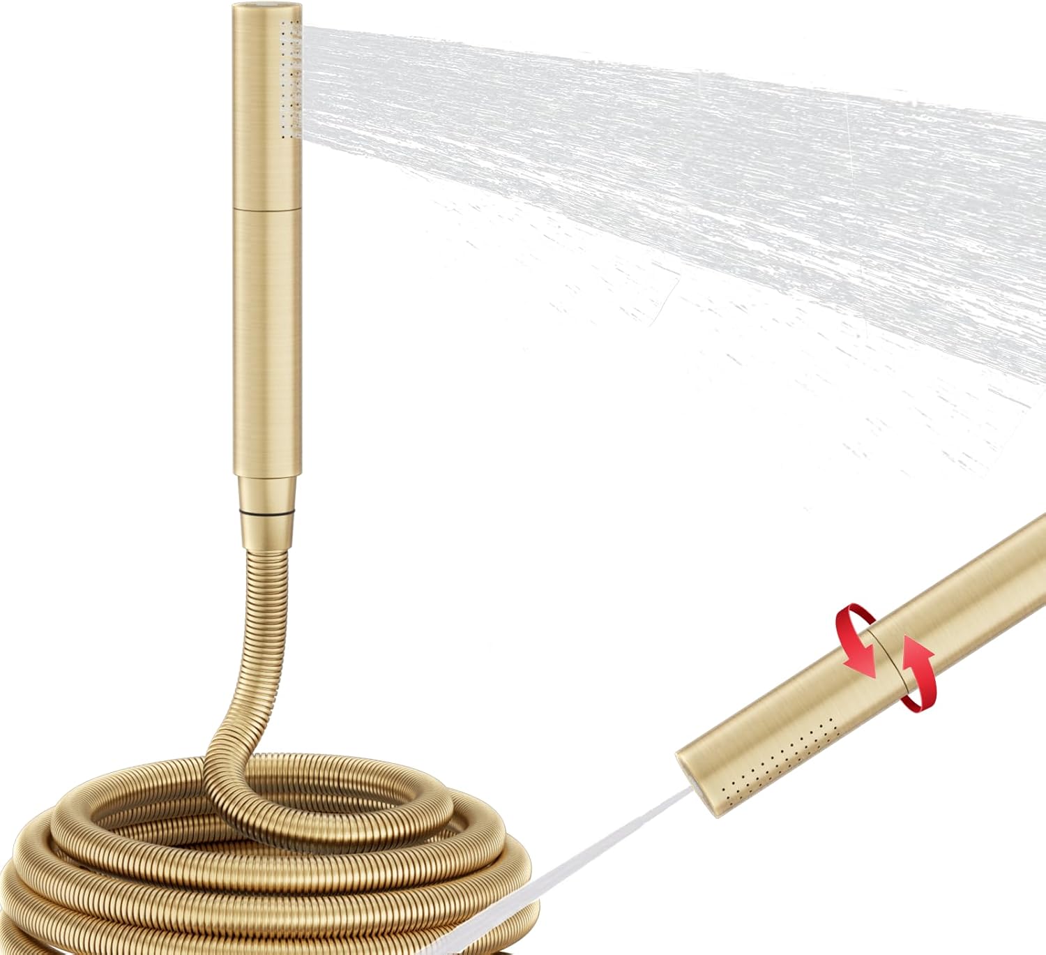 AYIVG Chrome Finish Round Brass 2 In 1 Function High Pressure Handheld Shower Head Sprayer Hand Shower Wand with 59 Inch Hose For Bathroom Shower System