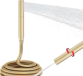 AYIVG Brushed Gold Finish Round Brass 2 In 1 Function High Pressure Handheld Shower Head Sprayer Hand Shower Wand with 59 Inch Hose For Bathroom Shower System