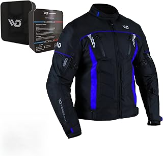 WD Motorsports Vegas II Textile Motorcycle Jacket Waterproof Jacket All Season, Blackblue, 3X-Large Price In India
