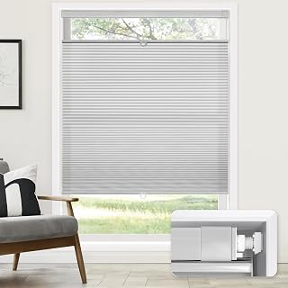LazBlinds No Drill Cordless Cellular Shades, 34" W x 64" H, Grey