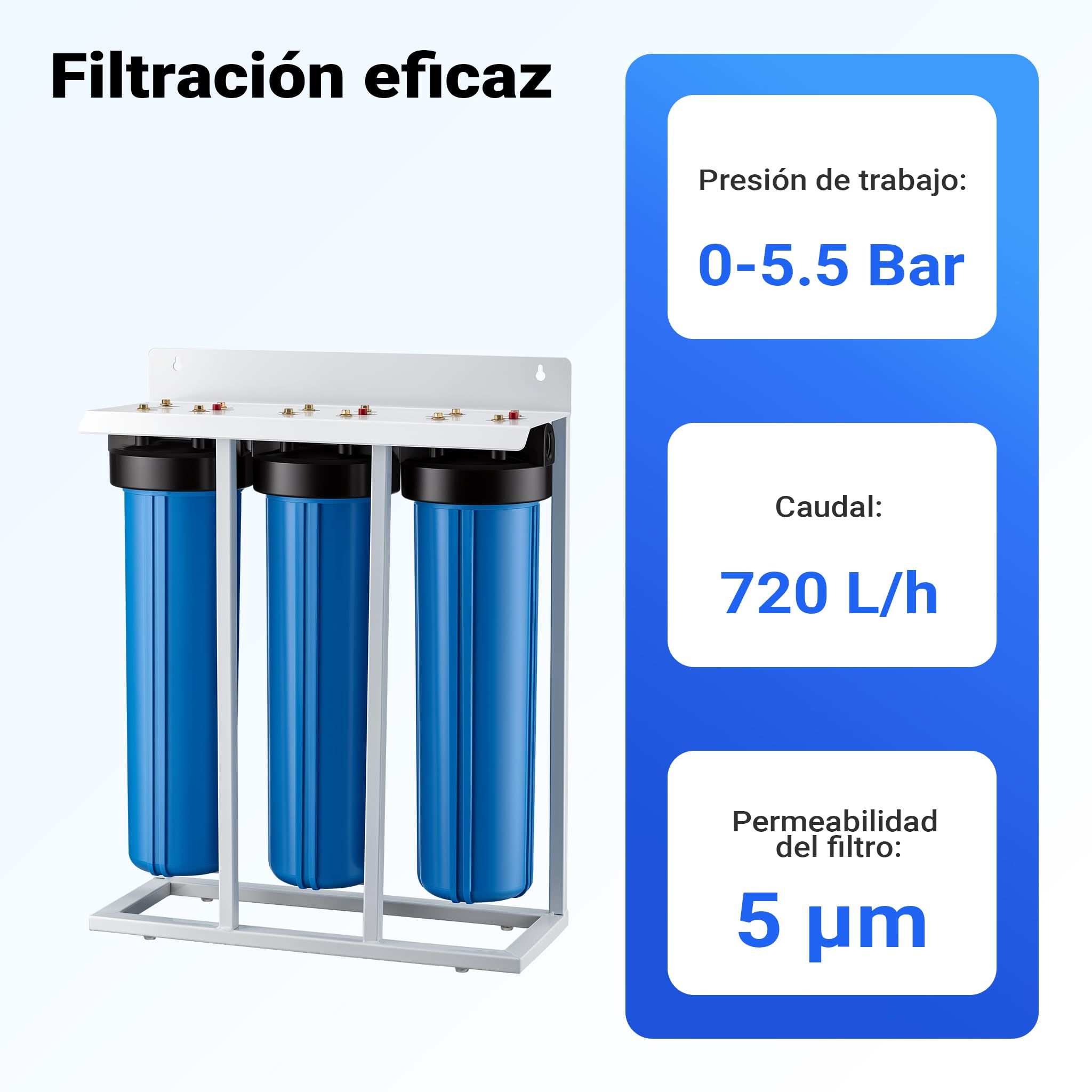 Naturewater NW-BRL03-LS3 Filtro de agua 3-Etapas 32.89mm (1"), cartucho sedimentos y carbón activado