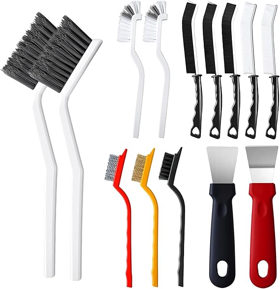 14Pcs Crevice Cleaning Brush Set, V Shape Grout Cleaner Brush for Deep Cleaning Gap, Hard Bristle Scrub Brushes Tools, Cleaning Supplies for Household Use