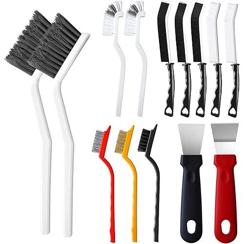 14Pcs Crevice Cleaning Brush Set, V Shape Grout Cleaner Brush for Deep Cleaning Gap, Hard Bristle Scrub Brushes Tools, Cleaning Supplies for Household Use, Bathroom, Kitchen, Toilet, Window