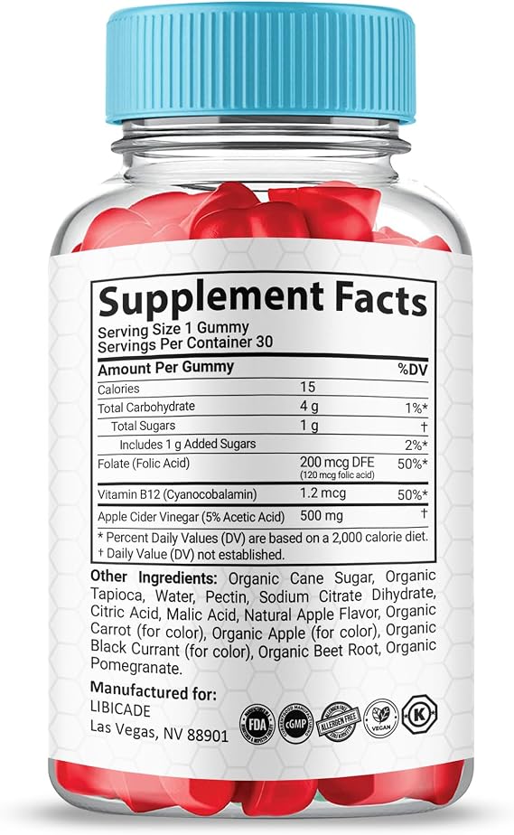 (5 Pack) Libicade Gummies, Maximum Strength Supplement, Advanced All Natural Vitamin Gummies