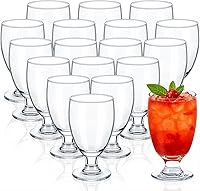 Vista 14 de Patelai Juego de 12 Vasos Transparentes de 13.5 oz Copas de Agua con Tallo Vasos con Tallo de Agua para Jugo Vino Cerveza Té Leche Bebidas Frías