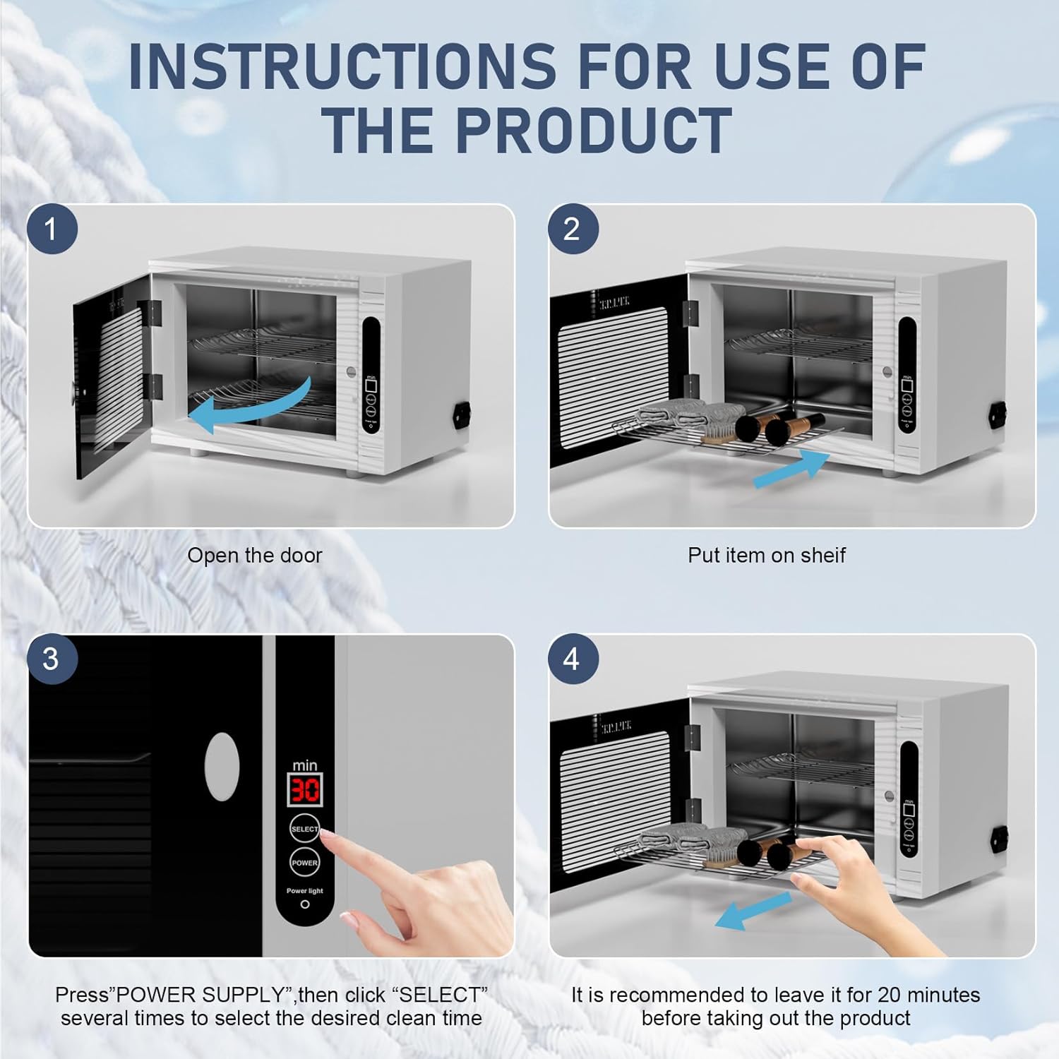 UV Light Nail Tool Cleaning Machine,Manicure Tool Cleaner Cabinet,UV Light Cleaner Tools,Barber Salon Tools,10L 110V 8W White