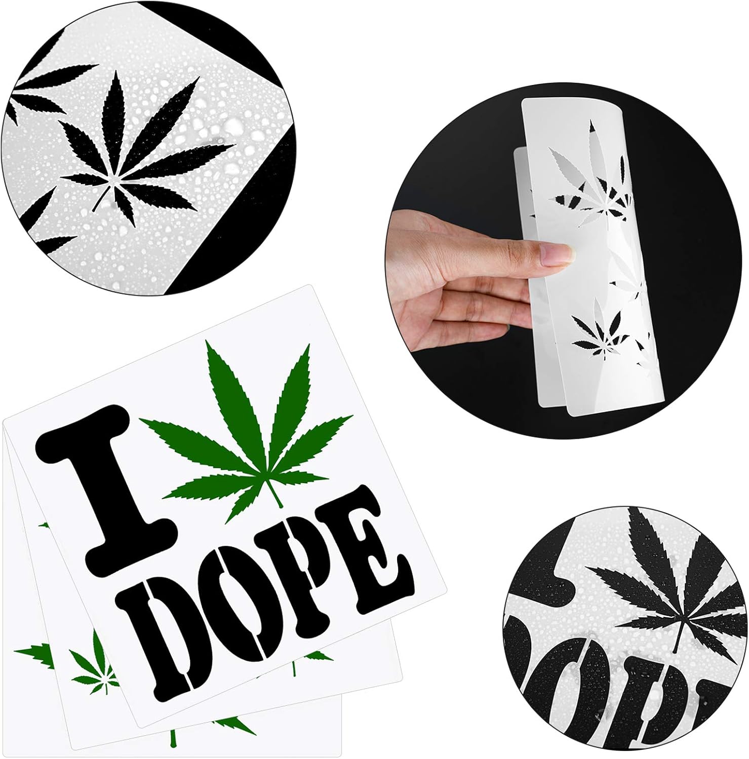 3 Pieces Pot Leaf Stencil Weed Leaf Stencils Reusable Leaf Painting Stencil for DIY Wall Painting Crafts Making Decoration Supplies