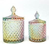 Vista 14 de Colorful Crystal Glass Candy Snack Barrel Storage Jar Embossed Luxury Cookie Buffet Canister With Lids Jewelry Box Jar Biscuit Containers