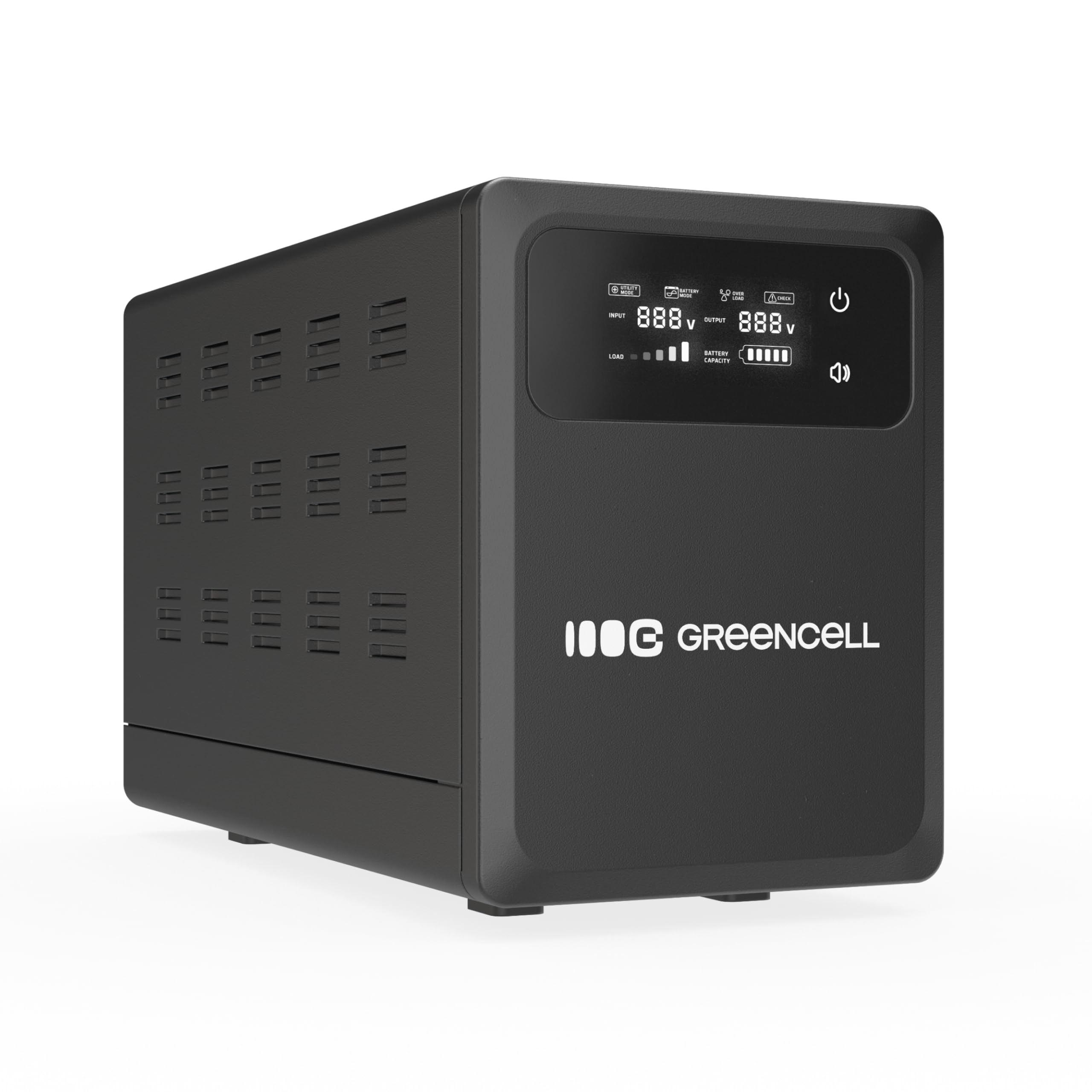 Green Cell SAI 500 W 800 VA PowerCore, Fuente de alimentación de Emergencia con Pantalla LCD, AVR UPS con Onda sinusoidal Pura, conexión de batería Externa, protección contra sobretensión