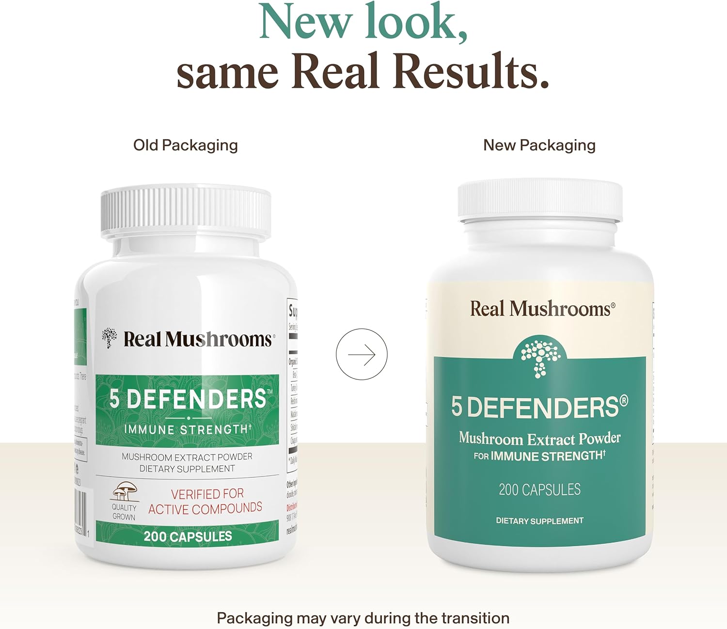 Real Mushrooms 5 Defenders Mushroom Complex – Organic Adaptogenic Mushroom Blend with Chaga, Reishi, Turkey Tail, Maitake & Shiitake for Wellness Support - Mushroom Beta Glucan Capsules - 200 Count - Image 2