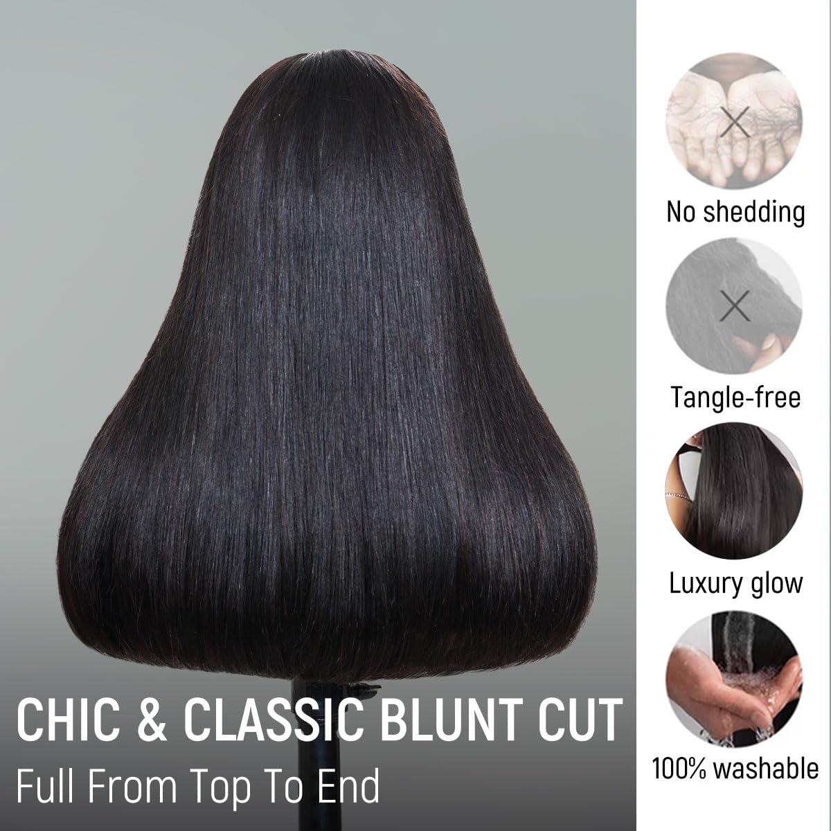 mscoco Wear and Go Glueless Wigs Human Hair Pre Plucked Pre Cut 6×5 HD Lace Straight Wigs Human Hair for Black Women Pre Bleached Knots 180% Density 16inch Natural Black Wig
