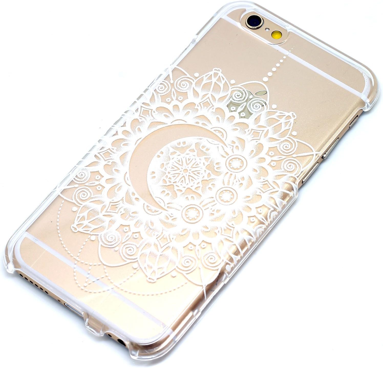 Crescent Moon White Mandala Henna Style Phone Case - iPhone 6s Plus - 1 Piece Snap On