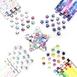 Yivioep 5450 Sheets Origami Star Paper Strips, 27 Solid Colors Origami Paper & 7 Themes Lucky Star Paper Strips for DIY Handcrafts, Space Constellation Flowers Luminous Heart