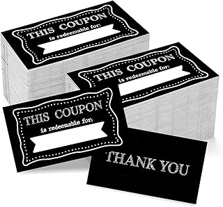240 Pcs Black coupon cards Blank gift certificate Personalized paper voucher coupon for Mom Wife Husband Business,Employee Appreciation Gifts Customer Rewards and Incentives 3.5 x 2 Inch