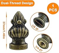 Vista 2 de Perilla de tapa de latón antiguo con perilla de acabado de lámpara retro con tornillo de doble rosca para pantalla de lámpara, se adapta tanto a 3/8