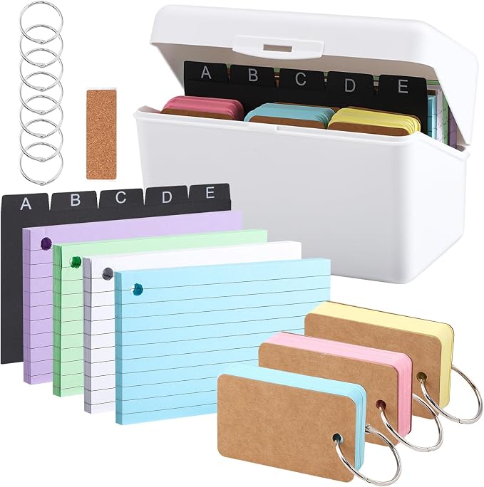 saerryor 3 X 6 inch Index Card Box, 350 Pcs Revision Cards with ...