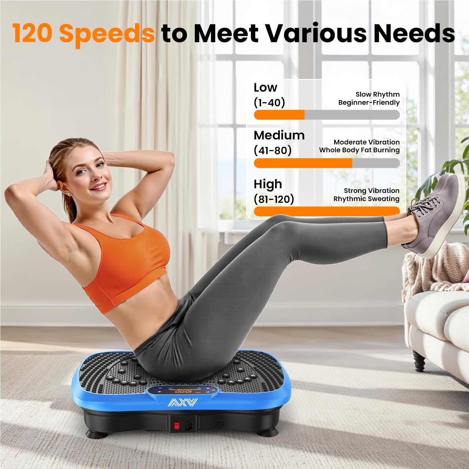 AXV Vibration Plate Fitness Platform Exercise Machine Vibrating Shaking Full Body Shaker Workout Vibrate Stand Shake Board Sport for Weight Loss Fat Burner for Gym Home Office