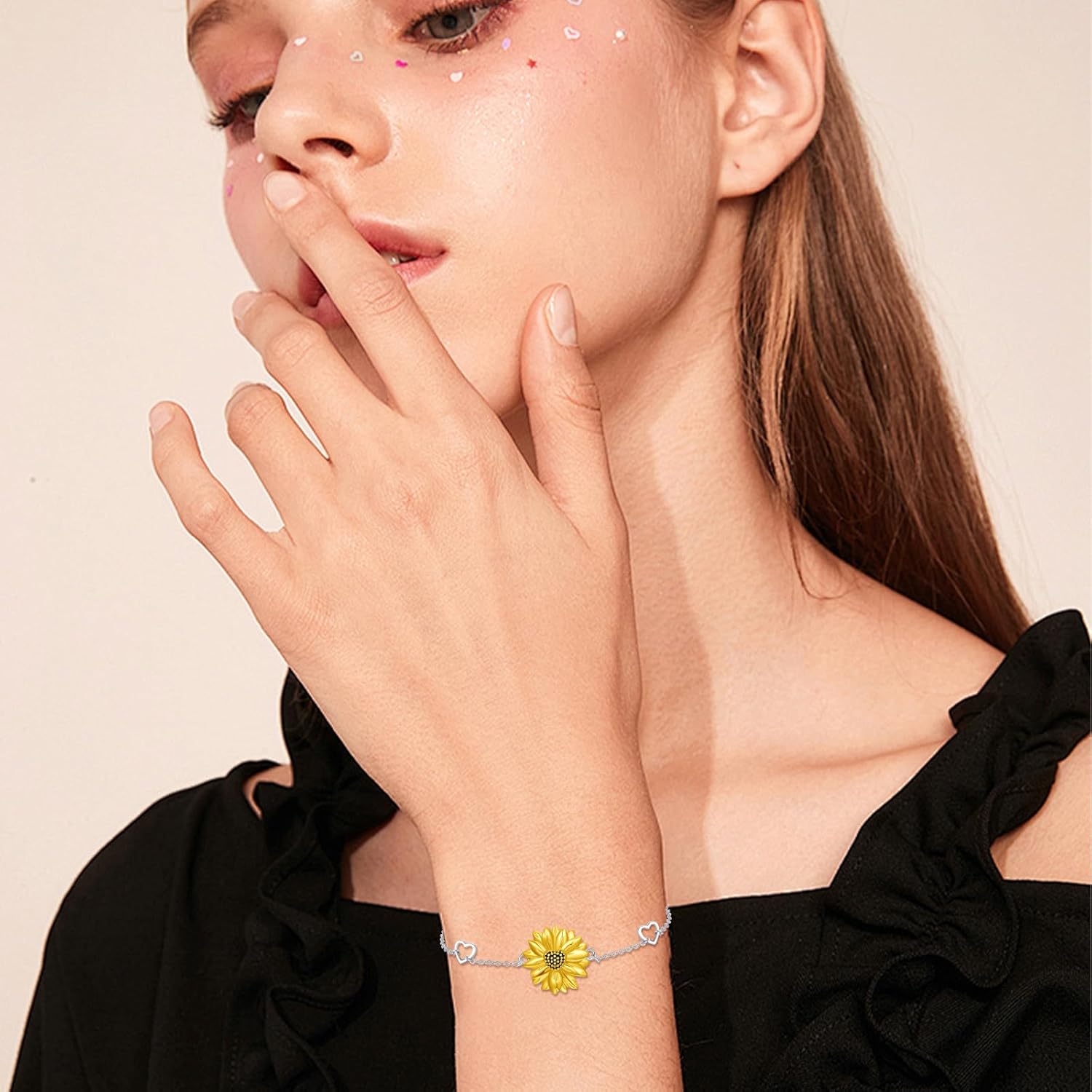 Sunflower Bracelet for Women 925 Sterling Silver Sunflower Bracelet You Are My Sunshine Flower Jewelry Gift for Women - Image 3