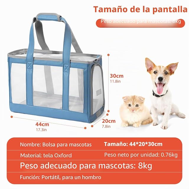 Foto 3 de 6 de PETCUTE Transportín Gato Pequeño,Bolsa Transporte Mascotas con Correa de Seguridad…