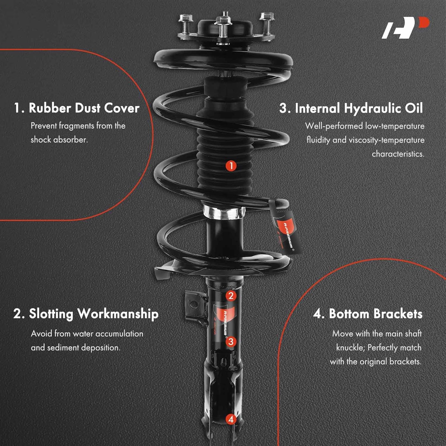 A-Premium Front Suspension Strut Shock Absorber Compatible with Mitsubishi Lancer GTS 2008 2009 2010 2011, 2-PC Set