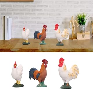 BAFOVY Farm Animals Figurines Rooster Hen Chicks, Exquisite Craftsmanship, Lifelike Details, Hand Painted Carvings, Vibrant Colors, Interactive Toys, Educational Decoration