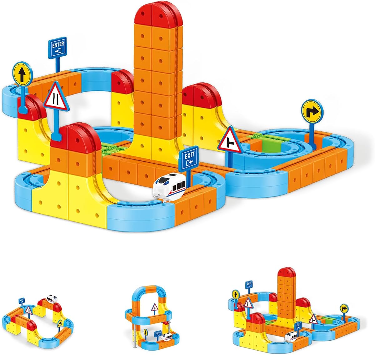 Juego de tren eléctrico, pista de coche para niños pequeños, para niños de 3 4 5 6 7 8 años, diseños integrados 3D que desafían la gravedad y coche motorizado, juguete de aprendizaje STEM regalo para cumpleaños de niños pequeños