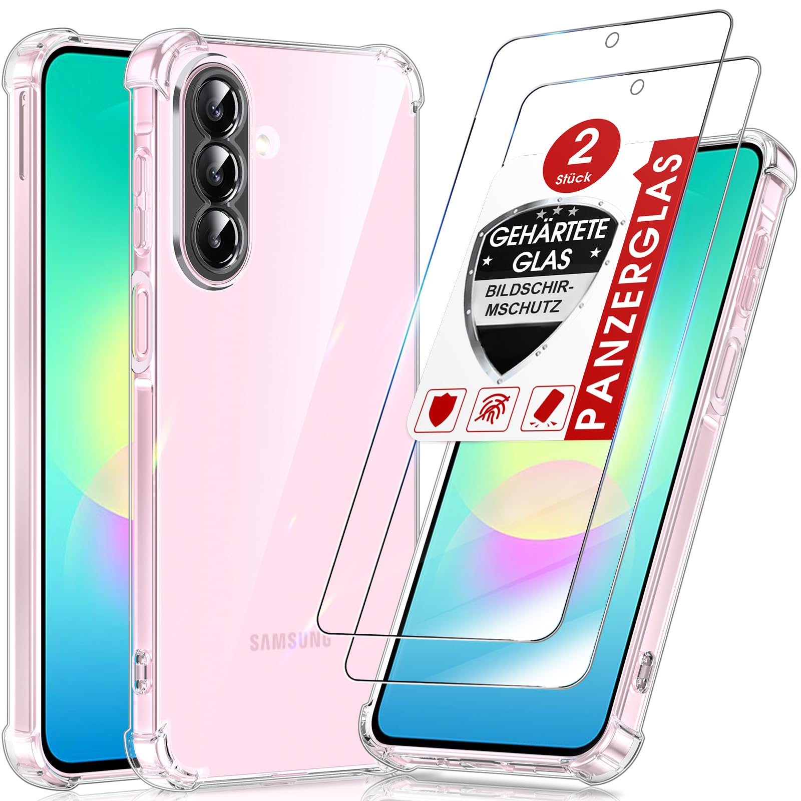 LeYi für Samsung Galaxy A27-5G Hülle mit 2 Stück Schutzfolie-Transparent | Samsung A27 5G Hülle Weich TPU Silikon Stoßfest Dünn A 27 Schutzhülle, Kameraschutz Crystal Clear Durchsichtige Cover Case