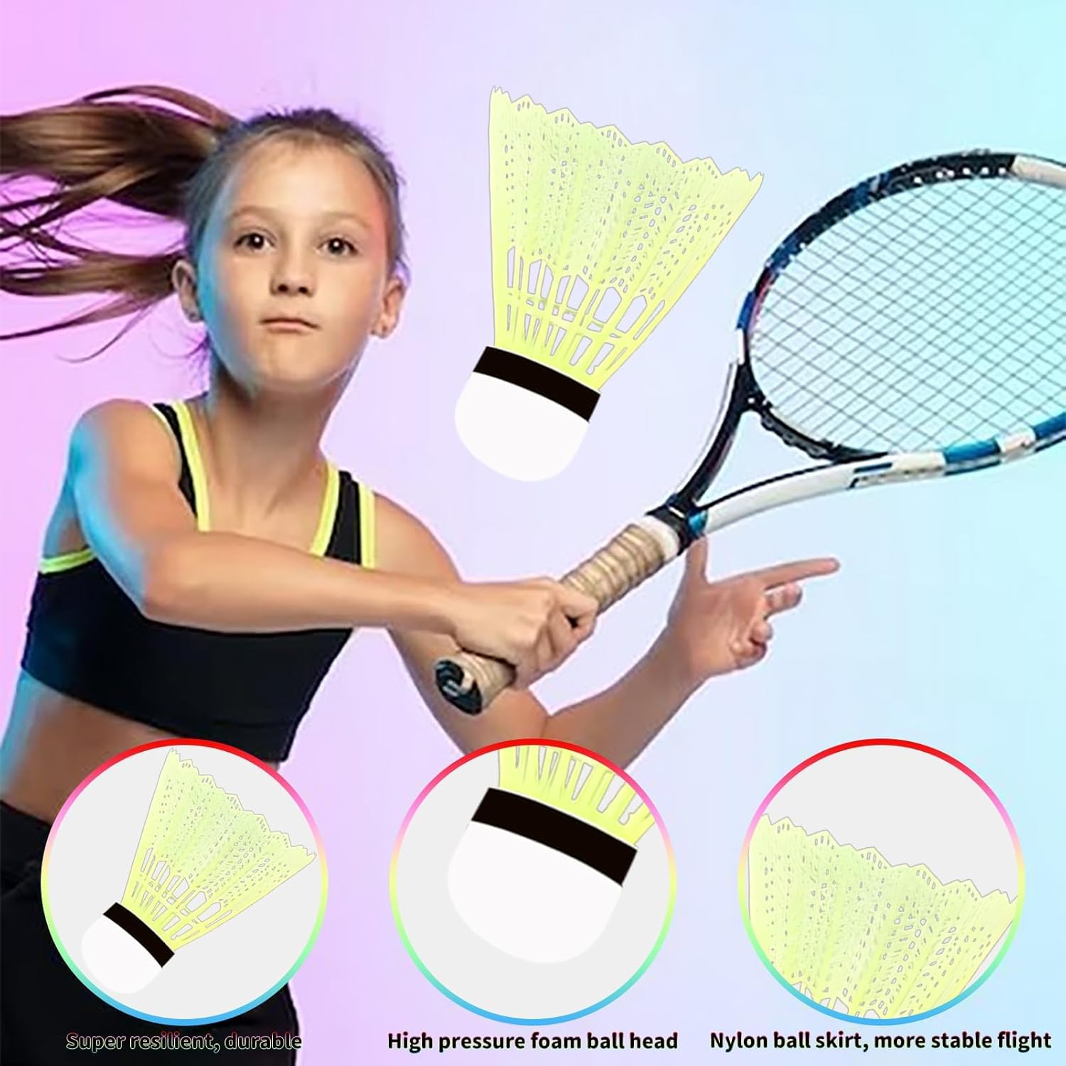Simsky 16 Pezzi Palline da Badminton, Volani da Badminton, Set Palline per Volano, Colorate Durevole Badminton, per Interni, Sport all'aperto, Allenamento, Intrattenimento
