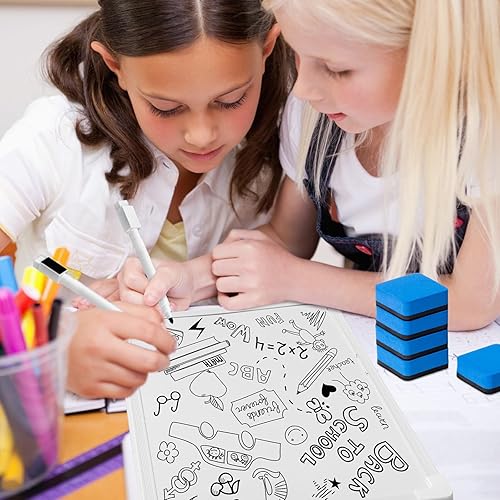 Miniatura 6 de Juego de 6 pizarras magnéticas colgantes de borrado en seco de 8 x 12 pulgadas, pequeña pizarra blanca de doble cara para colgar para niños, incluye