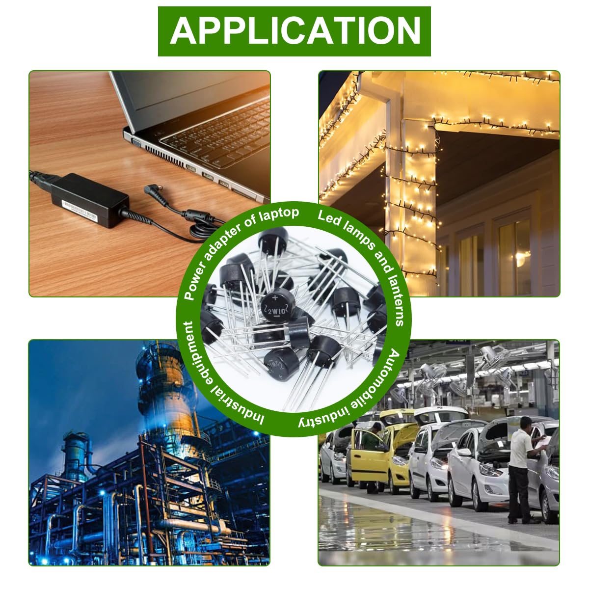 2W10 Bridge Rectifier Diodes 2A Single Phase Round 1000V Full Wave Electronic Silicon Diodes DIP Direct Plug 4 Pin for Arduino(Pack of 50 Pcs)