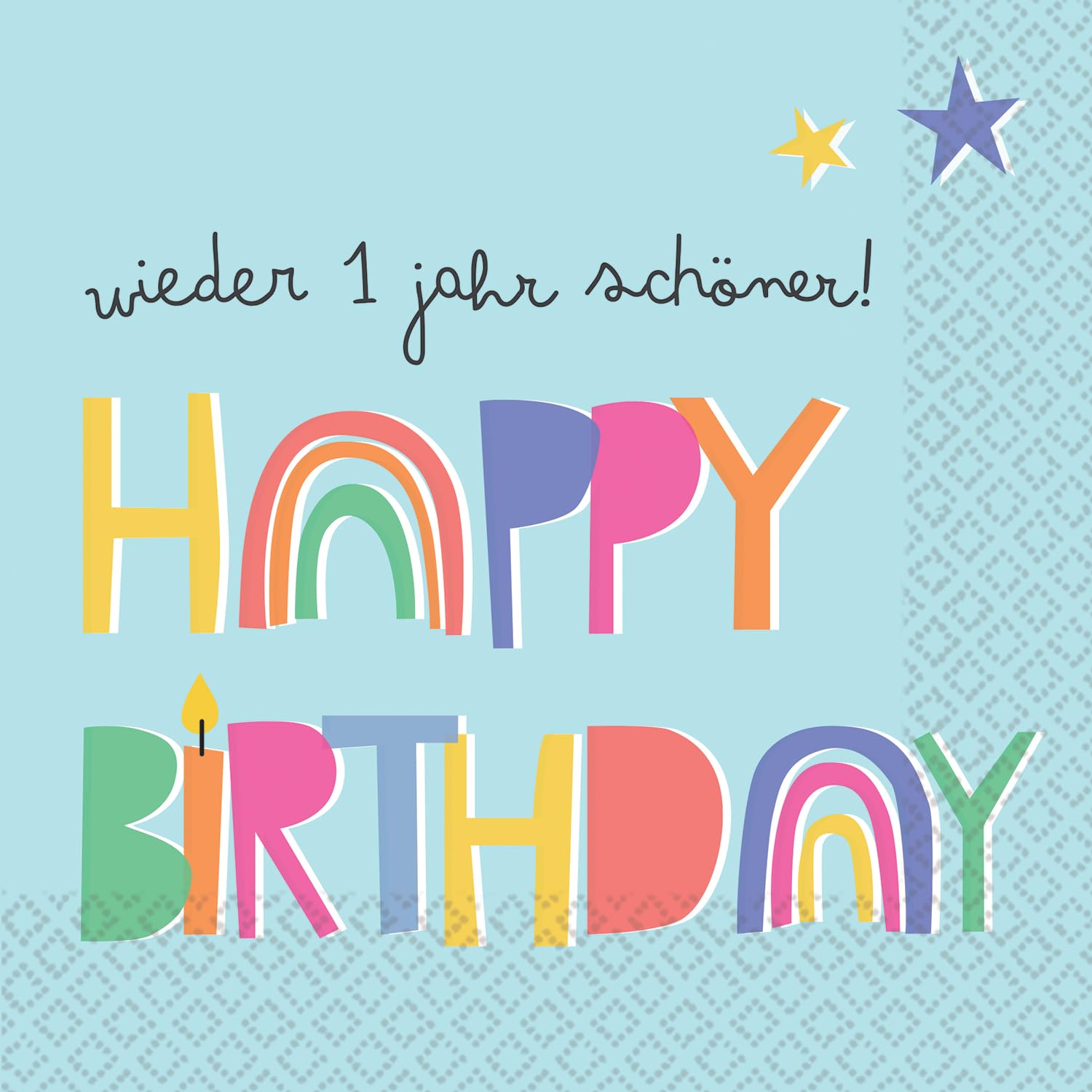 Riethmüller Serviettes Happy Birthday - Wieder 1 Jahr schöner 33 cm x 33 cm, Pack of 16 - Large Paper Napkins with Saying for Birthday - Table Decoration