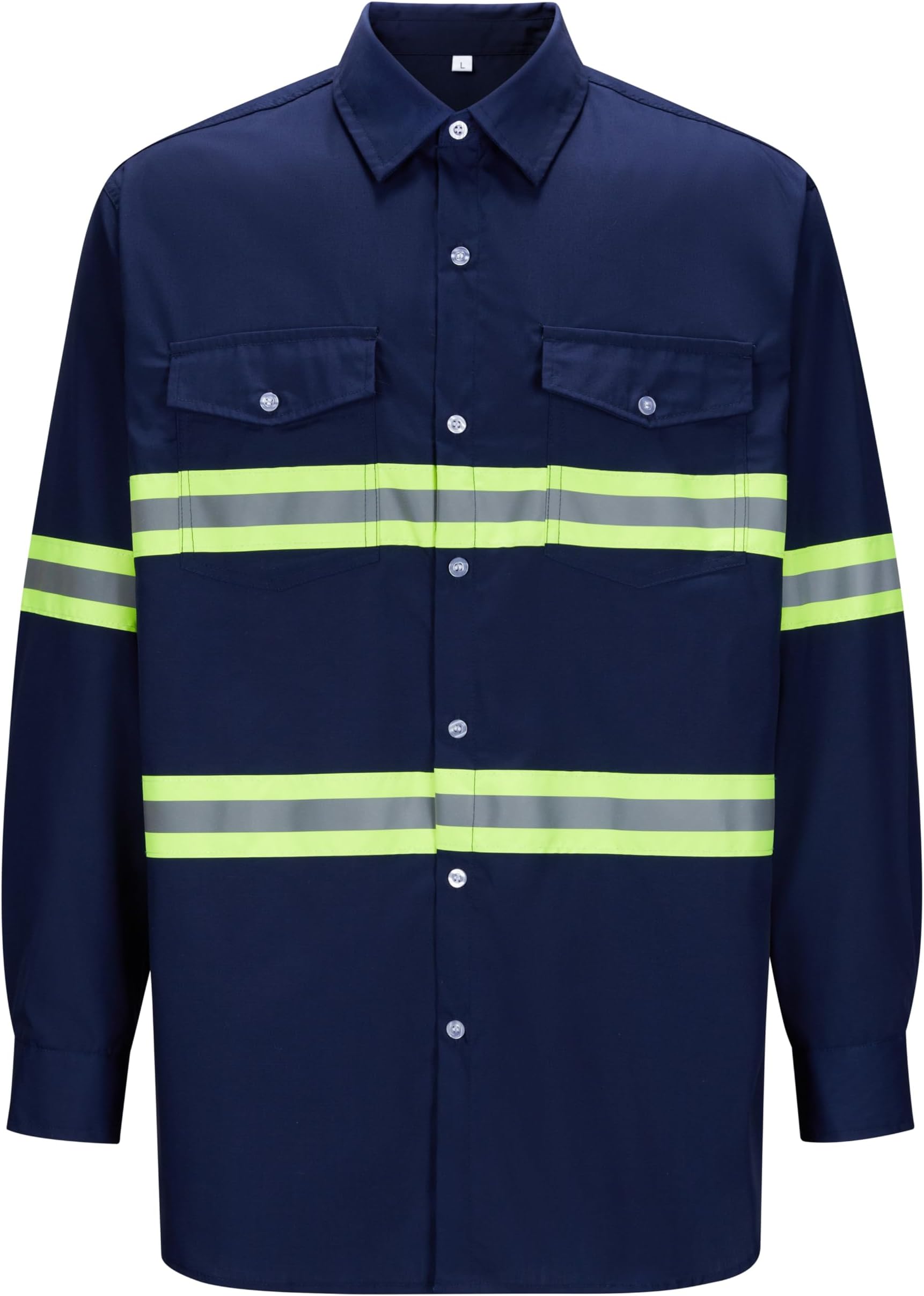 Class 3 Hi Vis Button Up Safety Work Shirts for Men Reflective