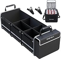 Farasla Waterproof Car Trunk Organizer with Insulated Leakproof Cooler Bag - Collapsible, Adjustable Straps, Black
