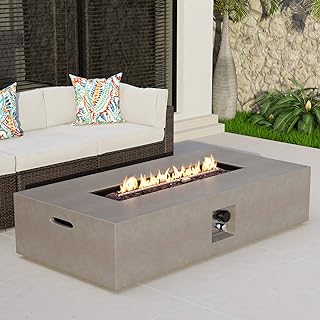 14 Outdoor Patio Ideas With Fireplace for Cozy Night Gatherings 2 COSIEST 56-inch x 28-inch Outdoor Propane Fire Pit Coffee Table w Concre...