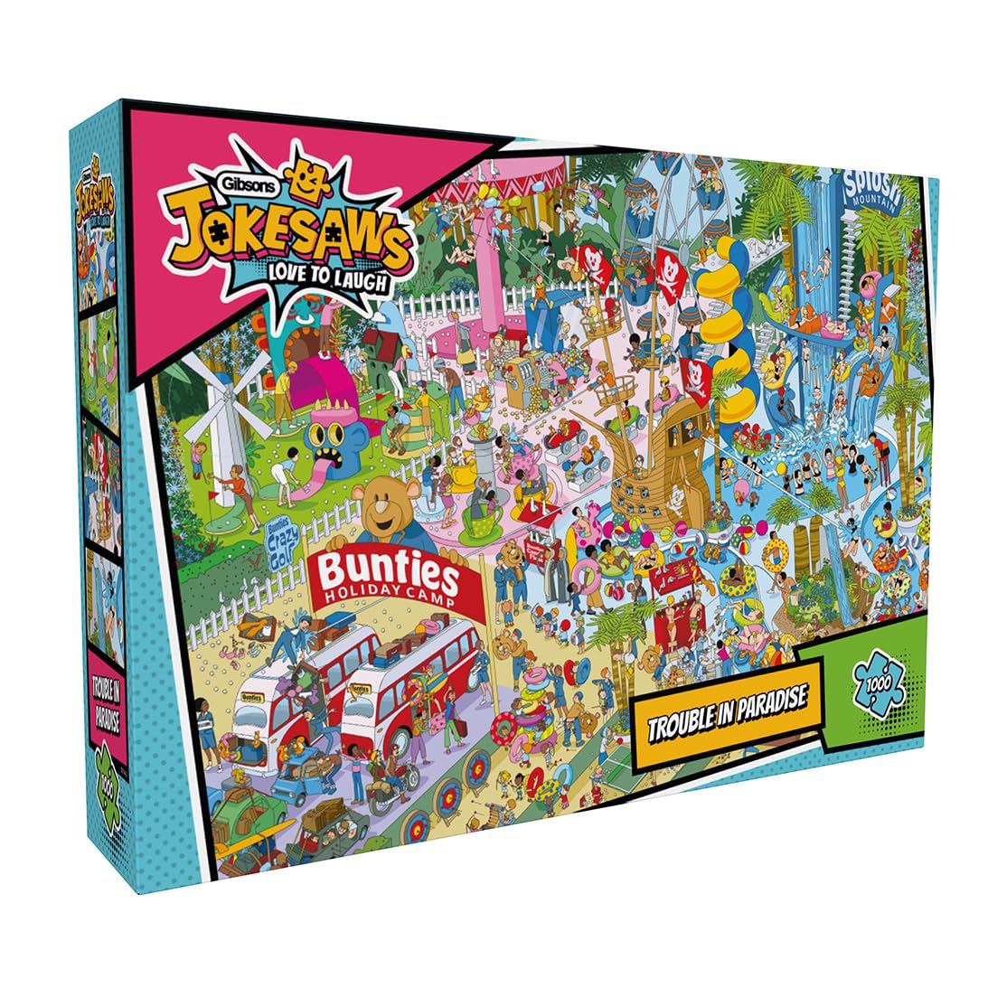 Gibsons Jokesaws Trouble in Paradise 1000 Piece Jigsaw Puzzle | Holiday Comedy Fun Cartoon | Sustainable Jigsaw Puzzle for Adults Teens | Premium 100% Recycled Board | Great Gift | Gibsons Games
