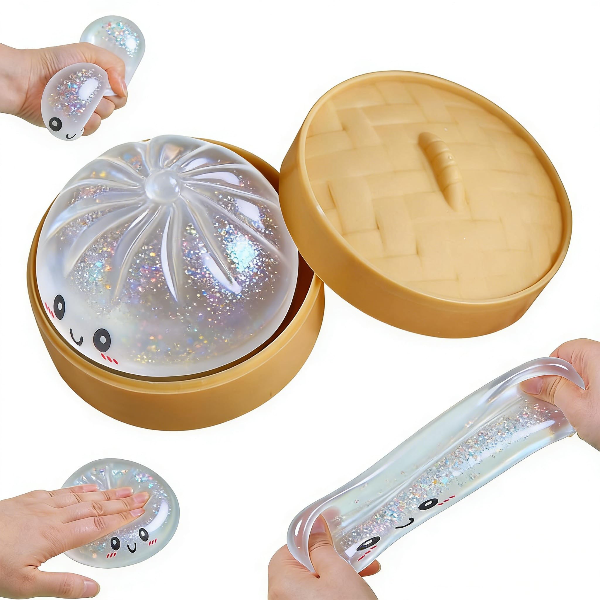Dumpling Squishy Mystery Box – Viral Glitter Squishy Dumpling Toy, Surprise Mini & Giant Slow Rising Stress Relief Gift (Transparent Yellow) — view 9