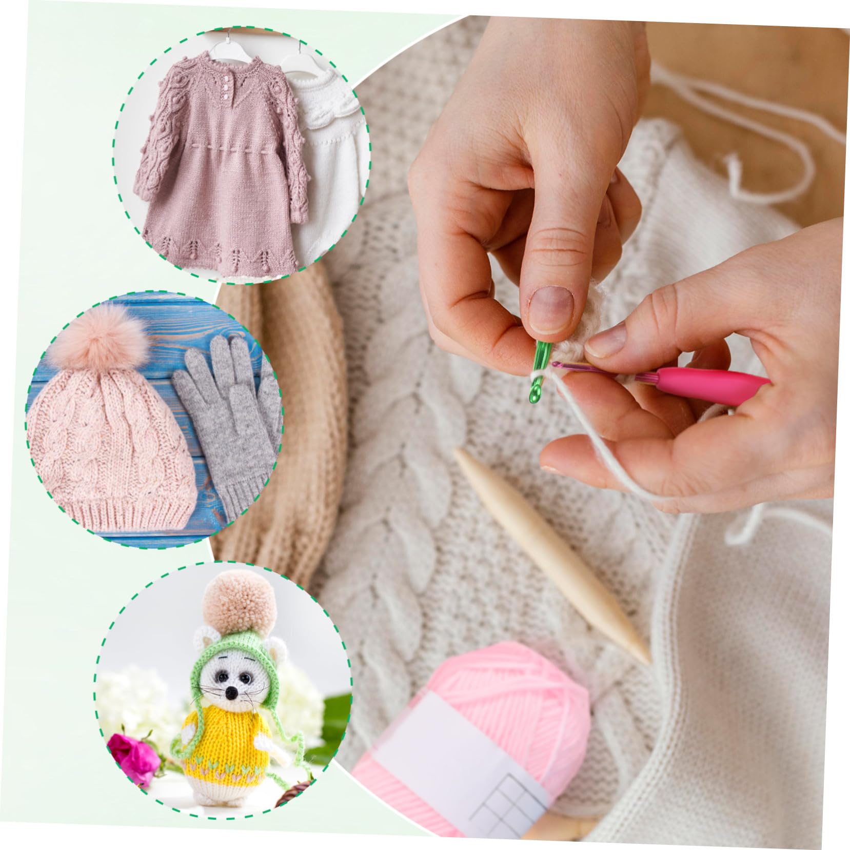 PLAFOPE Conjunto De Crochet Con Agujas De Crochet y Hilo Para Manualidades Para Principiantes De Incluye Bolsa De Transporte