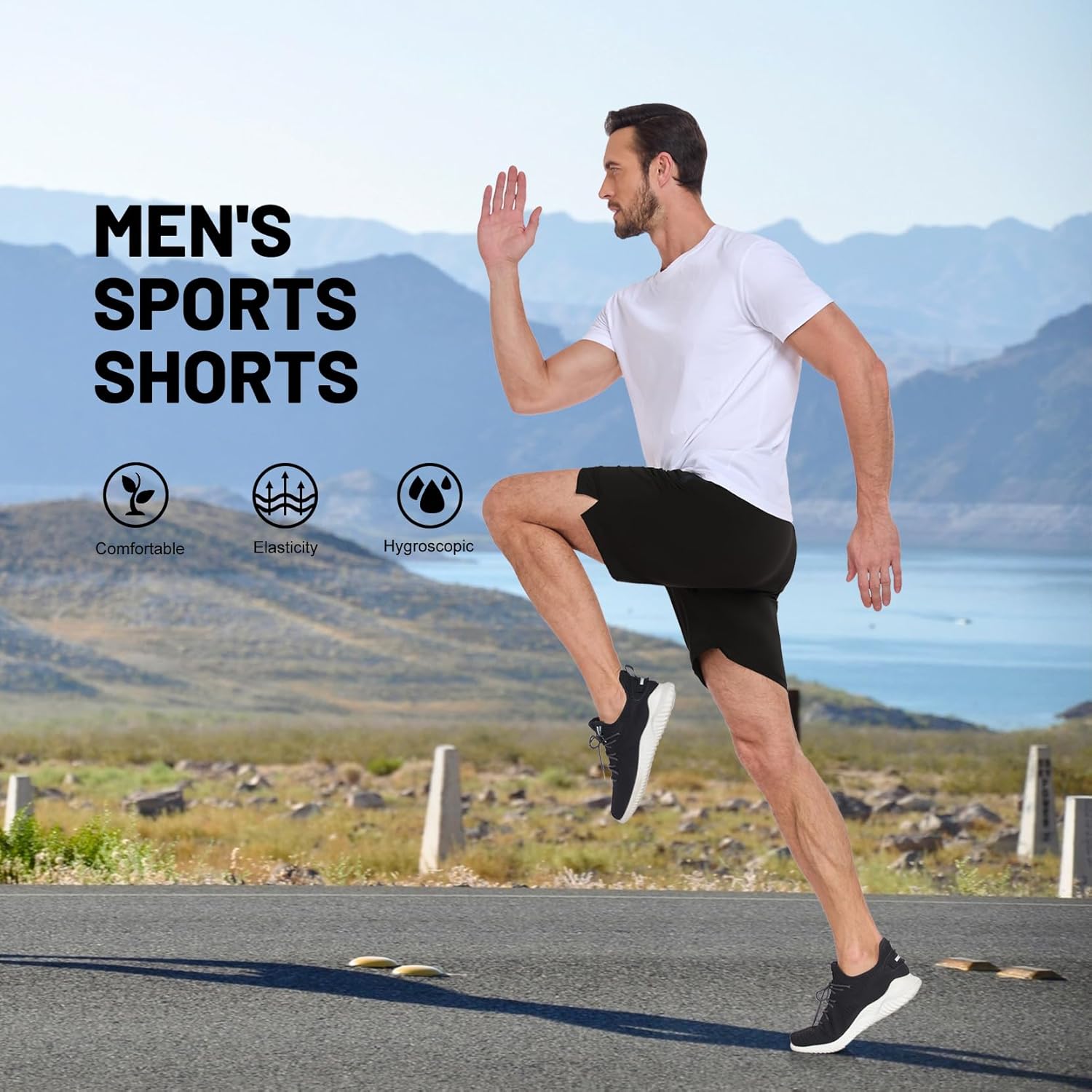 HISKYWIN Men's Athletic Running Shorts Lightweight Quick Dry Workout Jogging Shorts with Zip Pockets Active Gym Sports Hiking - Image 6