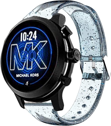 Youkei Compatible con MK MKGO Band, correas deportivas de silicona transparente con purpurina compatibles con MK Access Gen 5 Lexington/MK Access