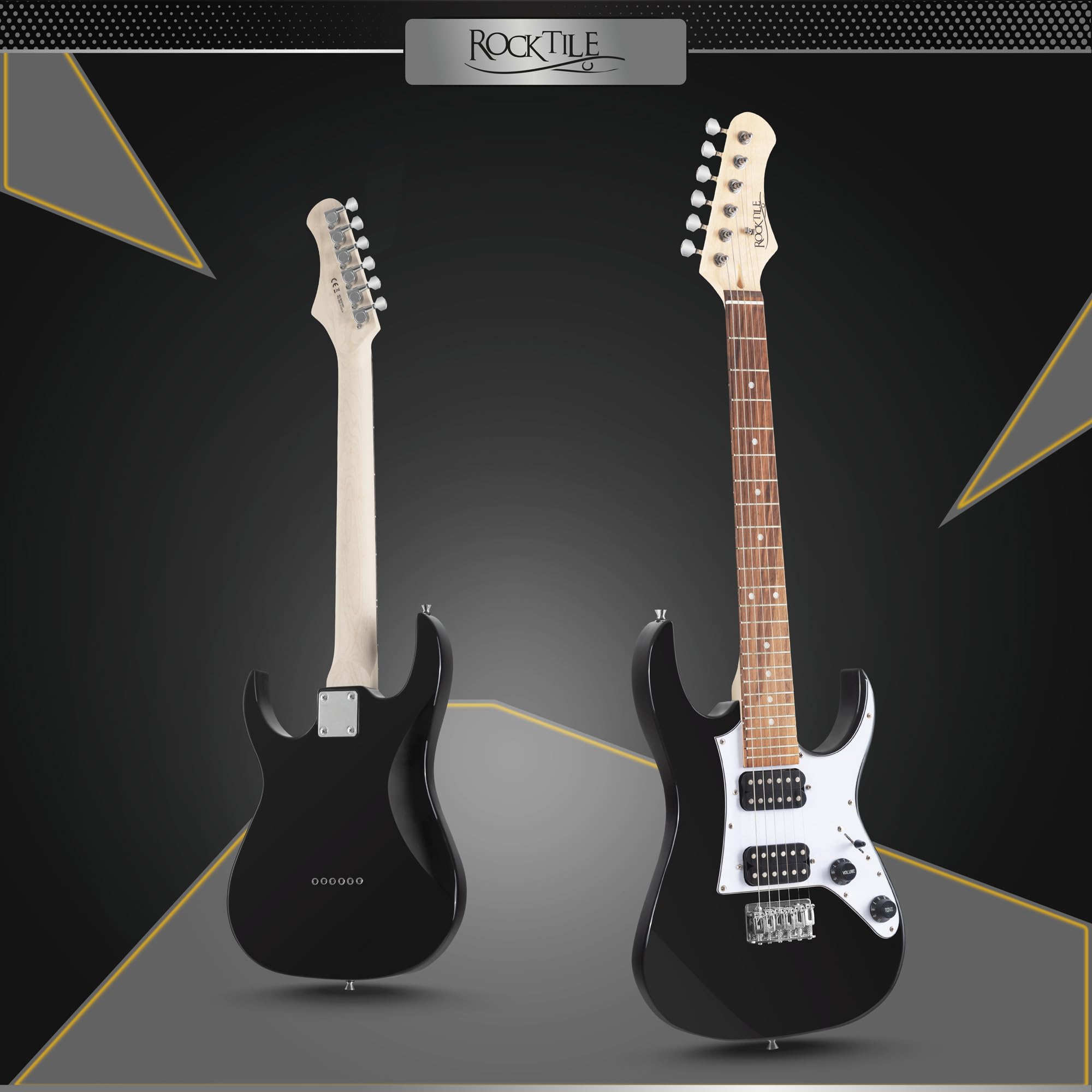 Rocktile Youngster YS-1BK 3/4 Chitarra Elettrica Nera, Generale, Peso: 2 | Modello: YS-1BK, Adatta indicativamente dai 6 ai 12 anni, 7 kg, Numero di corde: 6, Orientamento: Destrimano, Corpo, Manico