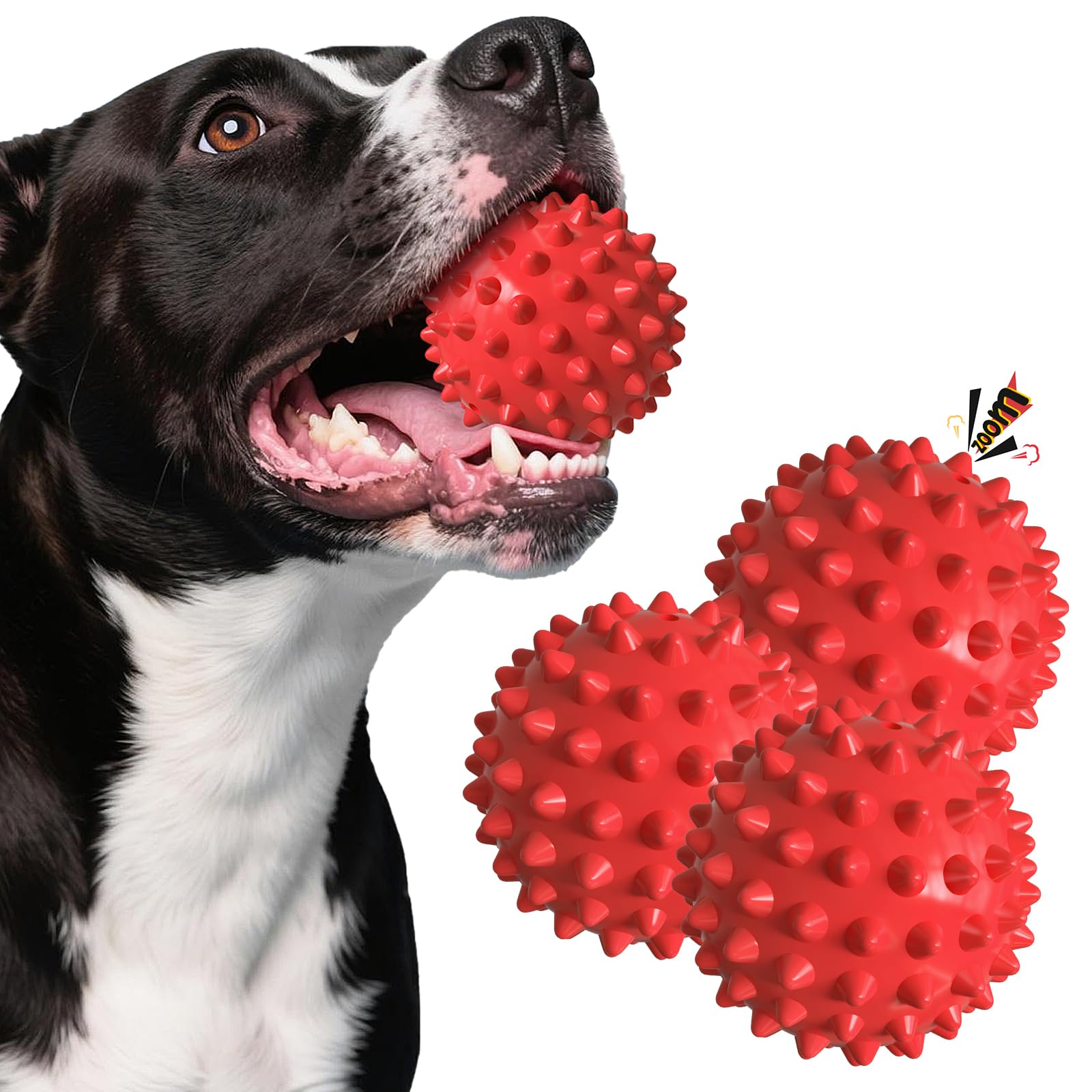 Apasiri Dog Balls Squeaky Dog Toys for Large Dogs Dog Toys for Aggressive Chewers Tough Spiky Dogs Ball