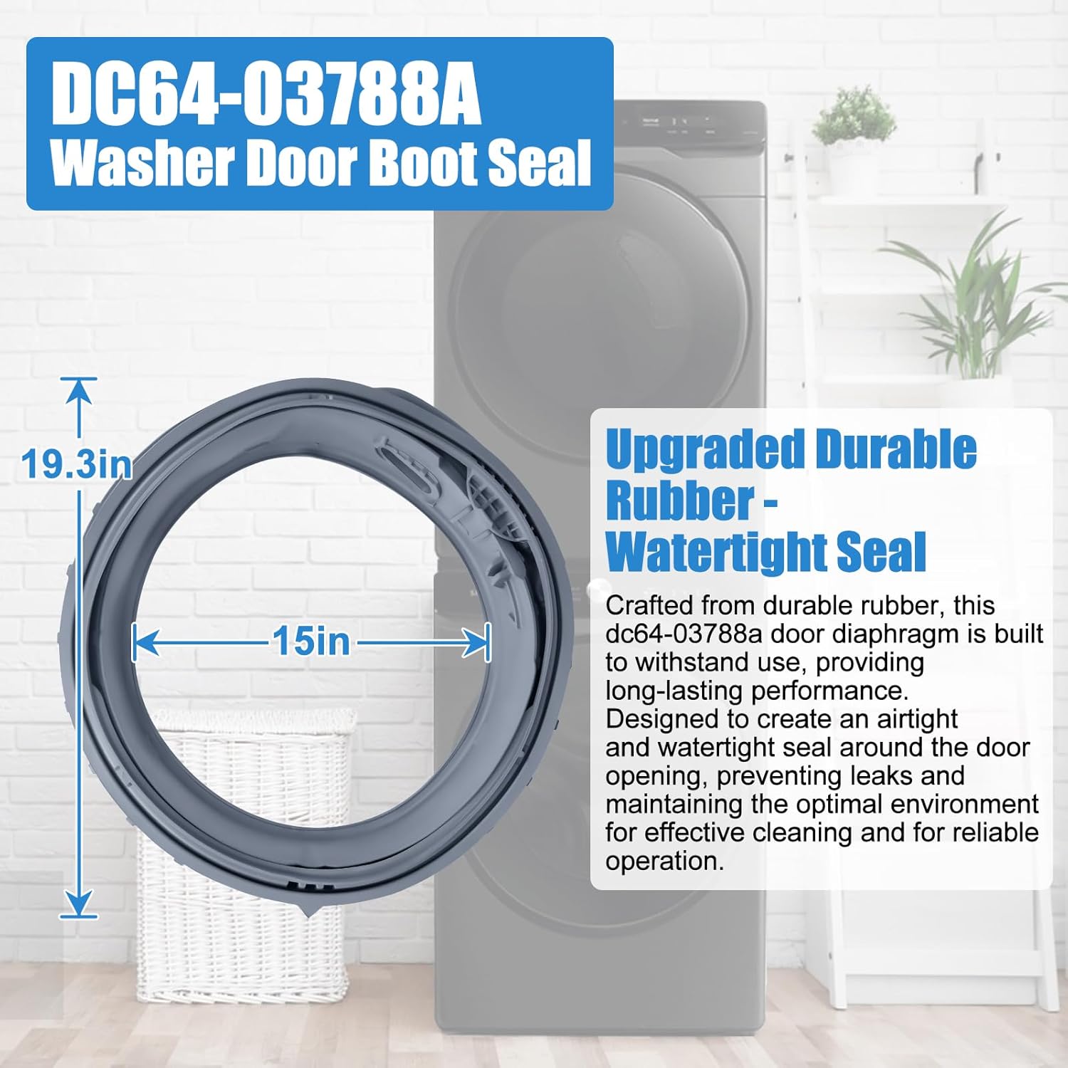 Upgraded DC64-03788A WF45T6000AW/A5 WF45R6300AV/US Washer Door Boot Seal Compatible with Samsung Front Loader Door Seal Door Diaphragm WF45R6300AW WF45R6100AC WF45B6300AW WF45T6200AW WF45R6100AWGasket - Image 3