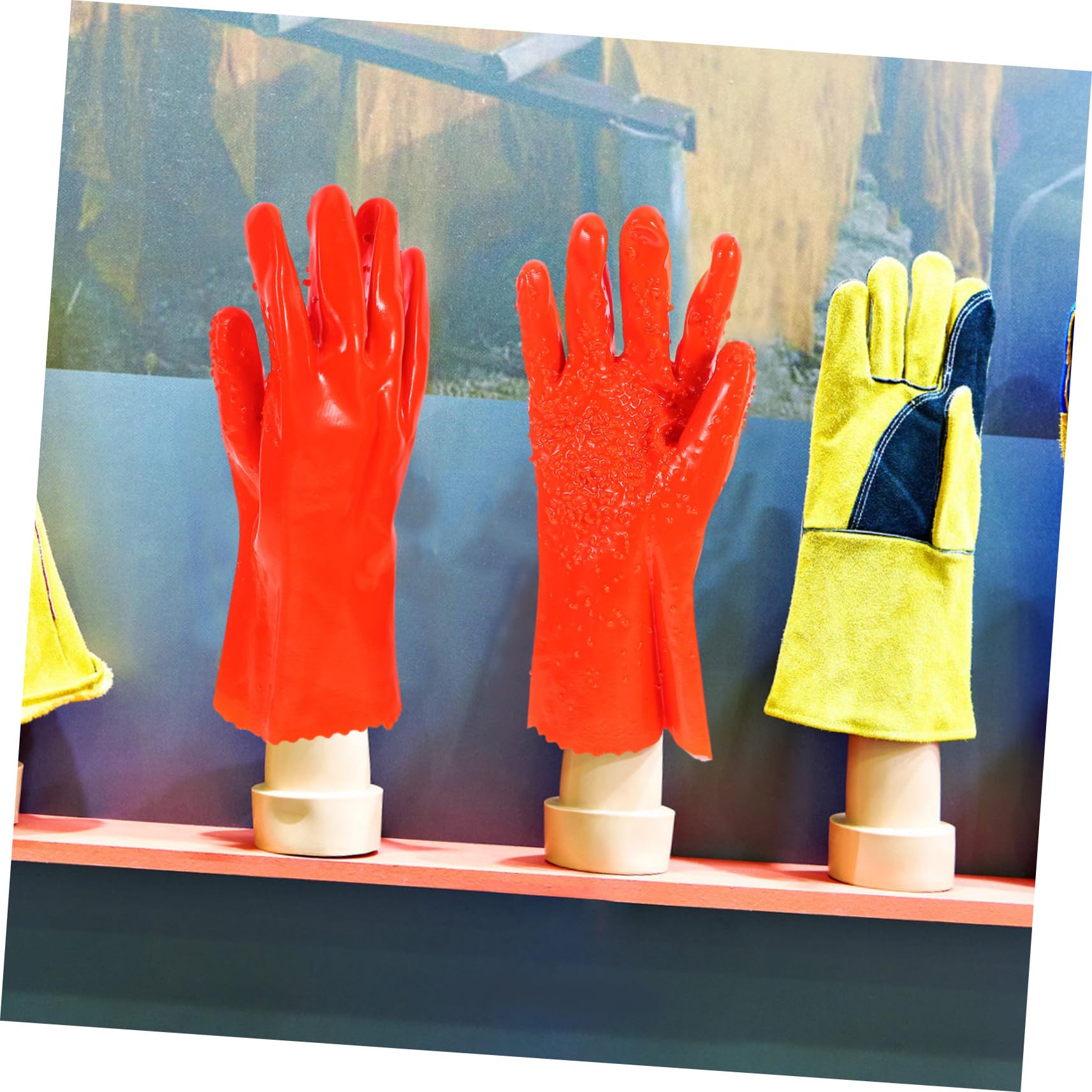 UKCOCO Guantes Impermeables de Pvc Naranja, 6 Pares para Trabajo
