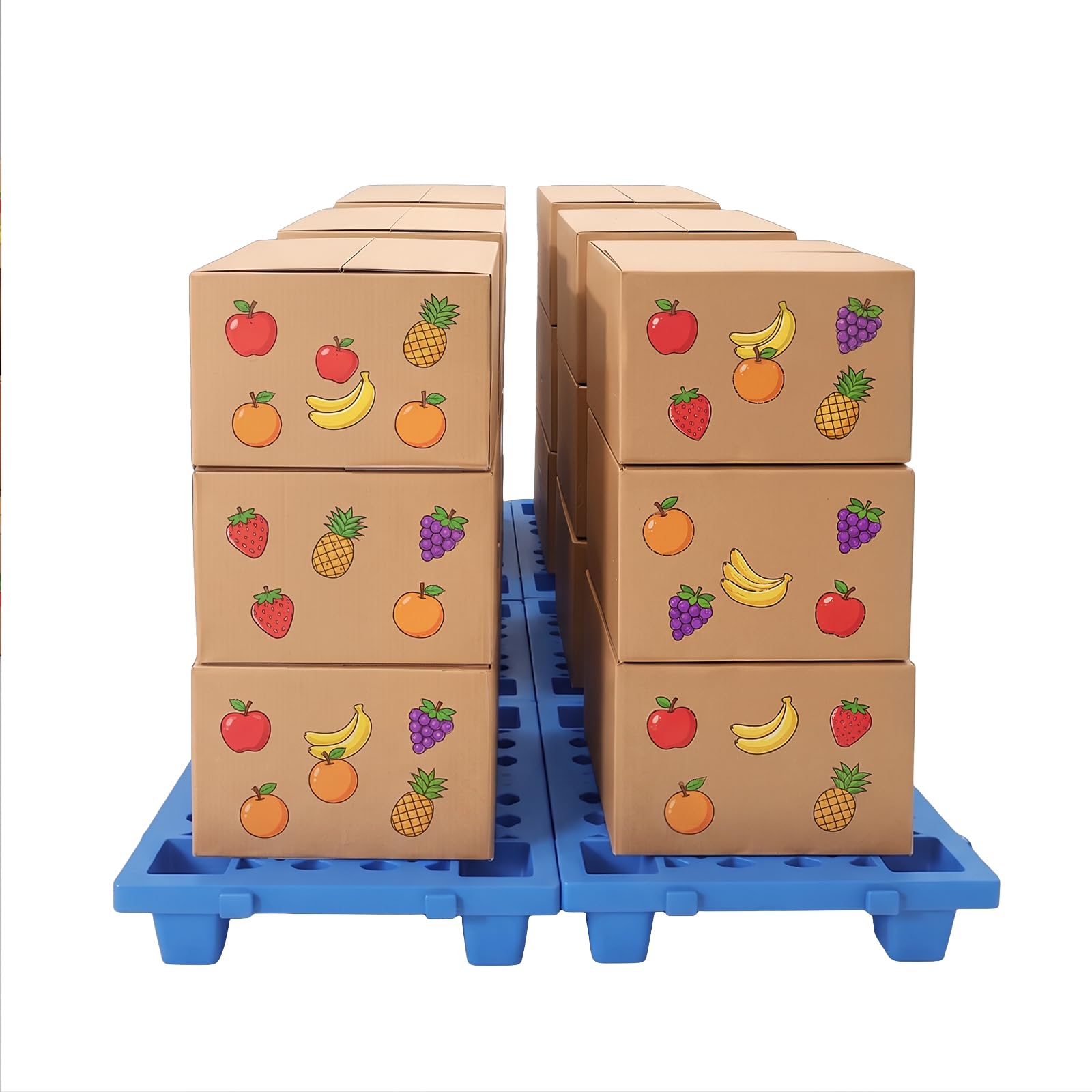 6 mezze pallet in plastica, 60 x 40 x 10 cm, leggeri, impilabili, blu