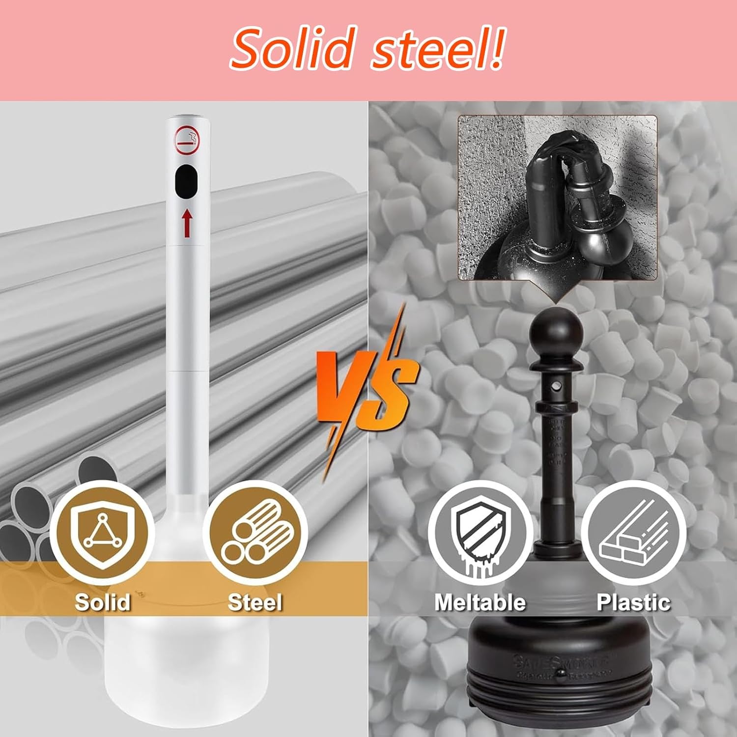 JKGHK Standing Ashtray, Cigarette Disposal Outdoor, Removable Standing Outdoor Ashtray, Metal Cigarette Ashtrays Smoking Room Ash Column for Office, Bars, Patios(White)