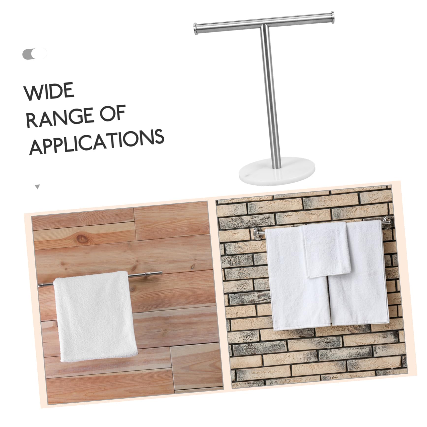 Cabilock Toallero De Mano De Acero Inoxidable Cepillado Base De Mármol, Soporte para Toallas De Baño Compacto y Portátil, Barra Forma De t Estable para Encimera, Organizador Práctico para Lavabo