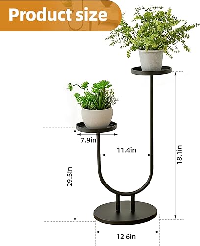 Miniatura 4 de Soporte para plantas para interiores, soporte de esquina de metal de 2 niveles de alto, estante de exhibición de flores al aire libre para ventana,