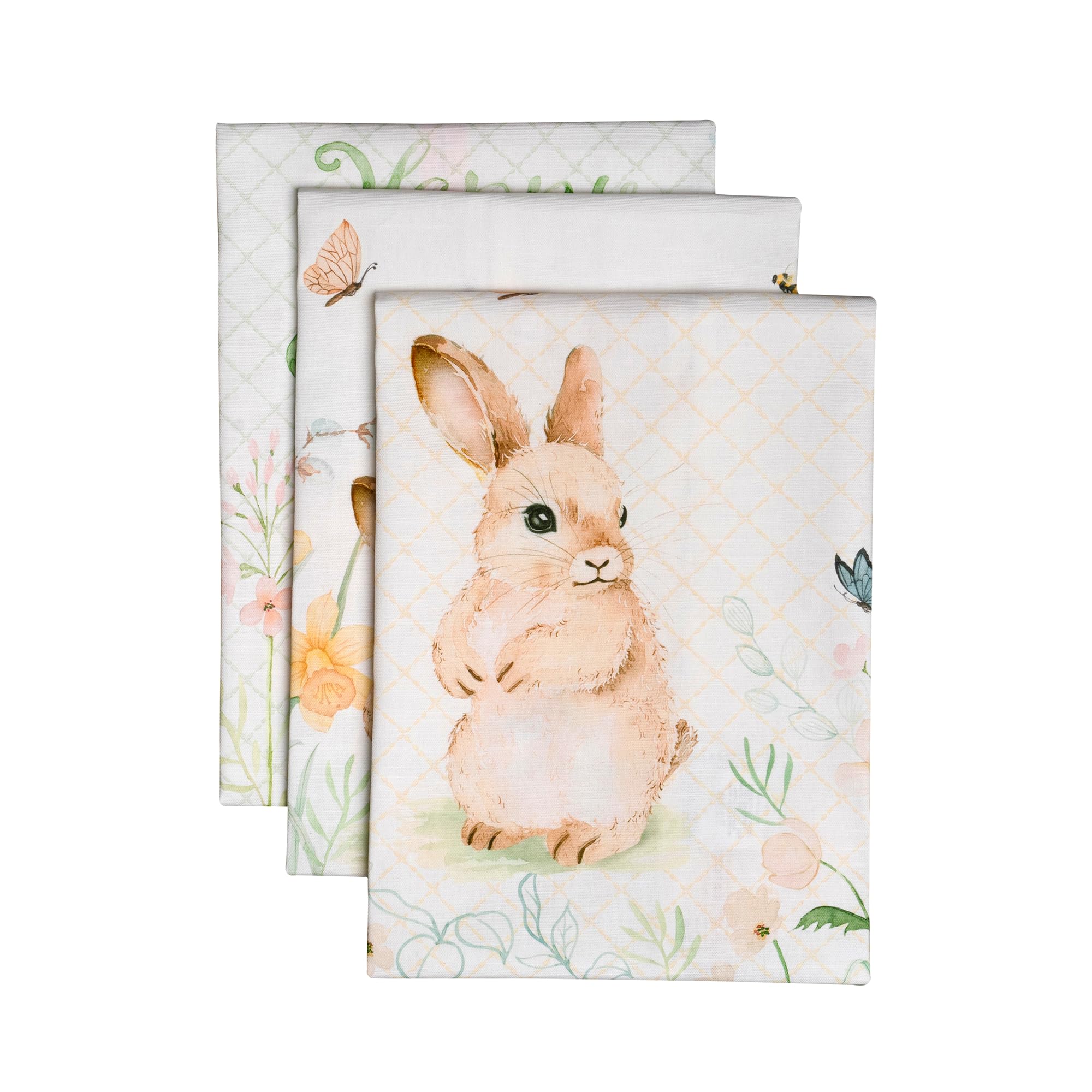 Maison D' Hermine 007 - Easter Dew Kitchen Towels Set Of 3 100% Cotton 70 Cm X 50 Cm Reusable Cloth Tea Dish Towels Absorbent With Hanging Loop For Kitchen Dining Hotel Spring Summer (Easter Dew)